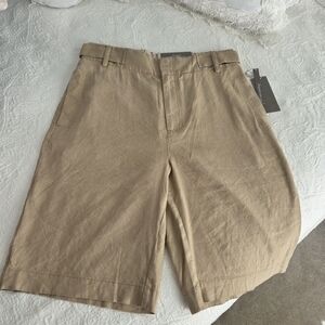 Soft Surroundings Tan Linen Bermuda Shorts